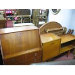 Teak Bureau, fall front cabinet and extending dining table.