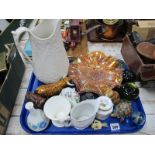 Large XIX Century Pottery Jug, 26cm high, Wedgeod and other paperweights, ceramics, carnival dishes,