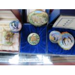 Six Enamel Wildlife Themed Trinket Boxes, including Bilston & Battersea oval 'Snow Leopard' box, 5.