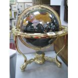 A Terrestrial Mineral Globe in Brass Stand, 30cm diameter overall.