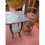 Early XX Century Plant Table, with floral carving to square top and undershelf 70.5cm high. A 1920's