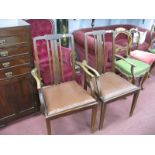 Pair of 1920's Mahogany Carver Chairs, with splat backs.