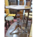 An XIX Century Oak and Mahogany Pedestal Table, with octagonal top, turned mahogany pedestal on