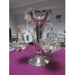 A Decorative Hallmarked Silver Three Branch Epergne Centrepiece, MB Ltd, London of tapering