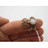 A 9ct Gold Rose Gold Dress Ring, of open work Celtic design, with collet set centre, between