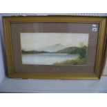 L.Duval Watercolour of a Lake, Hills in the Background, signed lower left, 25 x 50cms.