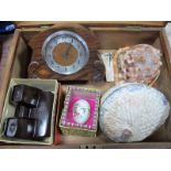 A XIX Century Box, 1920's oak mantel clock, Viewmaster, conch shell.