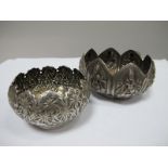 A Decorative Dish, of shaped design, allover detailed in relief; together with another example,