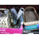 A Quantity of Table Lamps, wine rack, Monopoly and other games, basket, tripod etc:- Two Boxes