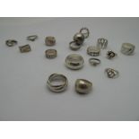 A Selection of Modern Chunky Dress Rings, including "Silver", "925", etc. (15)