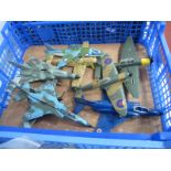 Eight 1970's Diecast Aeroplanes, by Dinky, including Spitfire and Stuka, all playworn/small parts