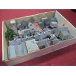 Approximately Twenty Two "N"Gauge Kit Built Trackside Buildings, plastic and card examples, playworn