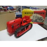 A 1952 David Brown Trackmaster 30 Tractor by Shackleton Models, red body, black rubber tracks,