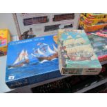 Two Plastic Model Sailing Ship Kits, including Heller 1:75th scale Colombus 1492-1992, an Airfix