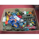 A Quantity of Playworn Diecast, Plastic Model Vehicles, by Matchbox, Corgi and other.