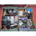 Contents of a Radio Controlled Enthusiasts Workshop, to include RC units, chassis, model aircraft,