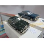 Two White Metal Model Cars, approximately 1:43rd Scale Models Nr.101 1967 Jaguar 420, (missing wiper