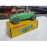 Dinky Toys No. 235 HWM Racing Car, pale green, Racing No. 7, overall good plus, chips to drivers