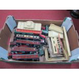 Fourteen Items Hornby Dublo Unboxed Two and Three Rail Playworn Rolling Stock, Tank Wagons, Brake