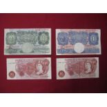 Four Bank of England Banknotes, including One Pound (Green) Chief Cashier - Peppiatt, S/N D04B