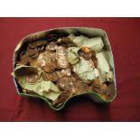 In Excess of 12Kg of 1967 Dated Halfpennies and Pennies:- One Tin