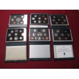 Six Royal Mint United Kingdom Proof Coin Collections, 1983, 1984, 1985, 1991, 1993 and 1997, all