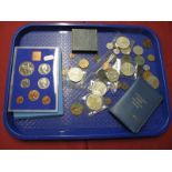 A Royal Mint U.K Annual Coin Set 1977, George V Half Crowns 1928,1929, Queen Victoria Farthing 1878,