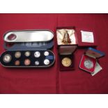 Royal Mint Year 2000 Time Capsule Coin Set, Royal Mint Golden Jubilee Celebration Bell,