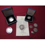 Royal Mint United Kingdom Silver Five Pounds 1999, 2000, Silver proof One Pound 1999 (cased) Queen