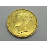 Queen Victoria 'Shield Back' Gold Sovereign, 1851, good detail to portrait, (8.0g).