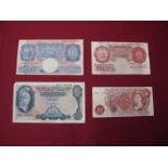 Four Bank of England Banknotes, comprising of Five Pounds Helmeted Britannia, D12 341718, L.K. O'