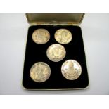 A Slade Hampton and Son Limited Set of Five Silver Medallions (tarnished) Commemorating The