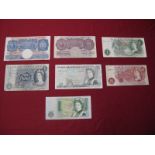 Seven Bank of England Banknotes, including One Pound (Peppiatt-Chief Casher) D61D 238871, Ten