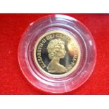 A Queen Elizabeth II Proof Gold Half Sovereign 1980, (4.0g) accompanied by literature, cased.