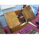Early XX Century Slope Front Stationary Cabinet, with twin drawers, fitted interior, oval single