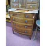 XIX Century Mahogany Commode Chest, with lift up lid, bow front, four faux drawers, on bracket feet,