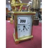 Brass Cased Carriage Clock, eight day movement, 'Bayard' to white dial, Duverdrey & Bloquel,