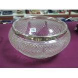 A Chester Hallmarked Silver Rimmed Cut Glass Fruit Bowl, Barker Bros, Chester 1912, rim 20.2cm