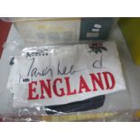 Jason Leonard Autograph, black marker signed (unverified) on a Cotton Traders England T-shirt.