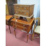 Two Drawer Side Table with Fall Flaps, small chest of two short and one long drawers, 45cm wide.