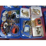 Assorted Costume Jewellery, including modern necklaces, earrings, chains, etc:- Two Trays