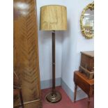 1930's Oak Standard Lamp, with reeded colum, on circular base.