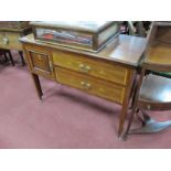 An Edwardian Inlaid Mahogany Washstand, with twin drawers by pot cupboard door, on tapering legs,