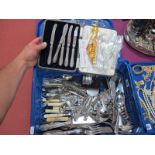 Assorted Plated Cutlery, including stainless steel fish knives and forks, pastry forks, hallmarked