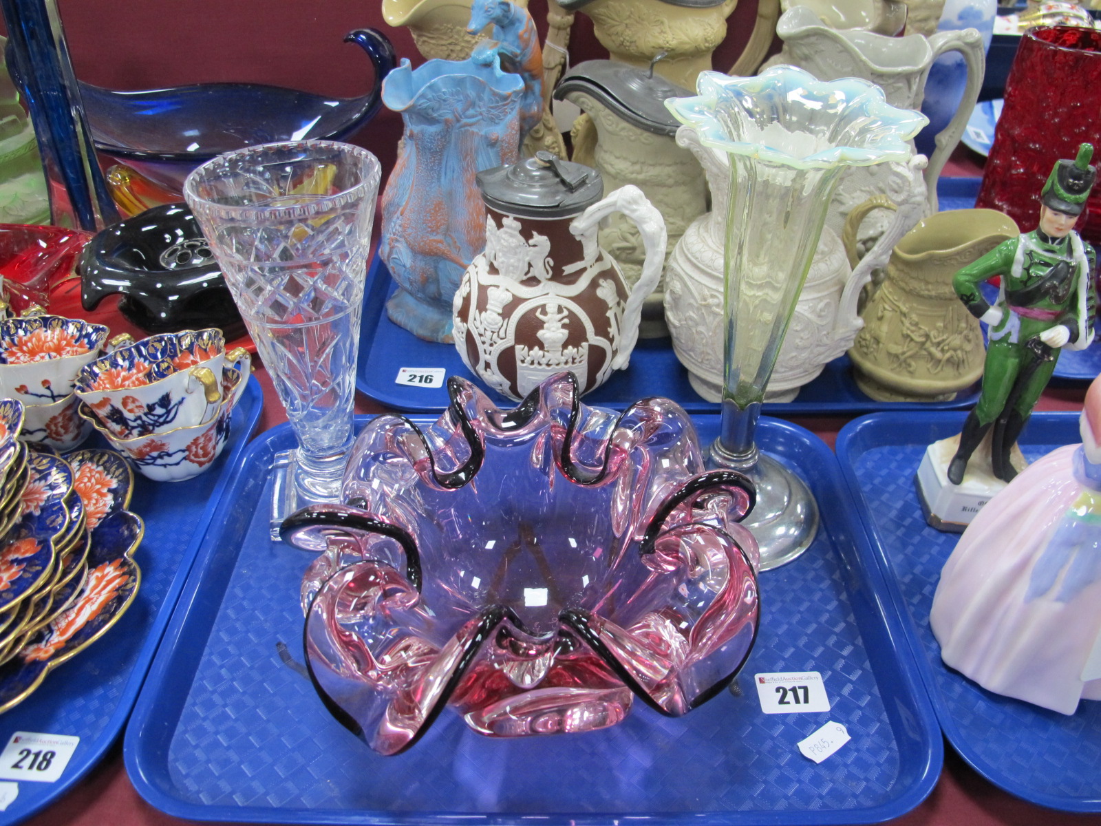 Murano Mid to Late XX Century Pink Glass Bowl, with five fold inverted rim signed. Early XX