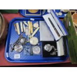 Assorted Folding Pocket Knives, including mother of pearl scales, an engine turned cigarette case,