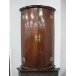 XIX Century Oak Corner Wall Cupboard, with cylinder front and three inner shelves, 92cm high
