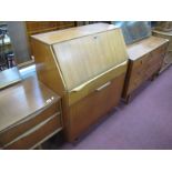 Teak Bureau, bearing 'S Form Sutcliffe, Todmorden' label, with fall front, single drawer over twin