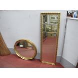 Mirrorcles Gilt Framed Oval Wall Mirror, a rectangular example 123cm high. (2)