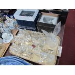 Waterford Crystal Horse's Head Paperweight, golden Eagle, dogs, crystal miniatures etc:- One Tray